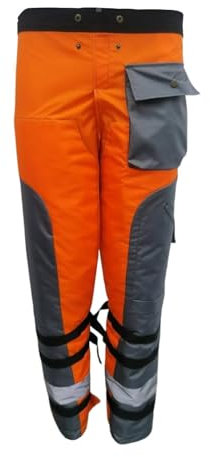 MagiDeal Chainsaw Chaps Chain Saw Pants Orange Adjustable Waistwand Logging Worker Multifunctional 9 Layer Chainsaw Safe Equipment, M