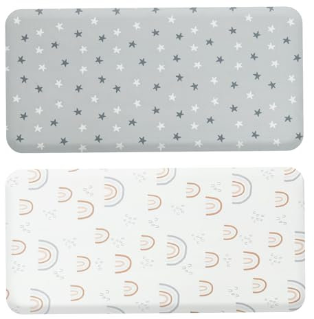 Fyeme Baby ajusté Feuilles de Berceau de bébé Microfibre Doux(Gris + Blanc)