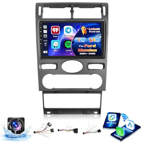 Inefala Radio para Ford Mondeo 2004-2006 Android 15 2+64G con Wireless Carplay y Android Auto, 9'' Pantalla Táctil Estéreo Radio con Bluetooth 26UI EQ GPS FM/RDS SWC AHD Cámara Inversa