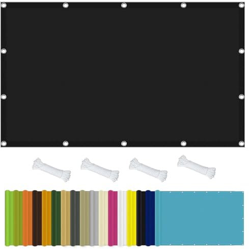 Voiles Ombrages Rectangulaire 160 x 450 cm 185G/㎡ Rectangulaire avec Protection UV, Pare-Soleil Rectangulaire Bâche Dombrages avec Oeillets et Cordons pour Jardin, Pergola, Piscine, Noir