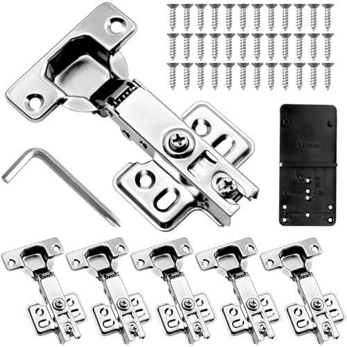 JASFLY 6 Piezas Bisagras Puertas Cocina, 110° Bisagras Armario Acero Inoxidable Con 36 Tornillos y Destornilladores Adecuado para Puertas de Armario de Cocina