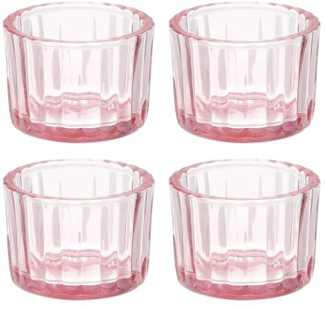 PATIKIL Glass Empty Candle Jars, 4 Pcs Ribbed Candle Containers for Candle Making, DIY Gifts, Home Decor, Storage, Pink