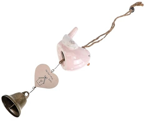 Milisten 1stück Kreative Cartoon Windspiel Deko Mit Vogelmotiv Für Kinderzimmer Hängende Wanddekoration Für Balkon Und Garten Rosa Keramisches Windspiel