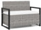 COSTWAY 2 Seater Garden Storage Bench, PE Rattan Deck Box Seat with 150L Box and Padded Cushion, Wicker Outdoor Loveseat Park Bench Chair (Mix Gray)
