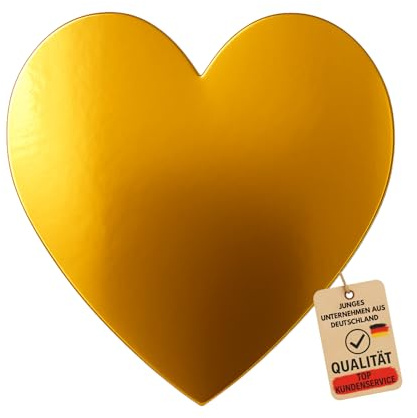 LA LILEYN Cake Board 5 Stück – Herzform 21x19 cm, Gold, Wiederverwendbare Tortenunterlagen aus Pappe, 2 mm dick, ideal für Kuchen & Transport