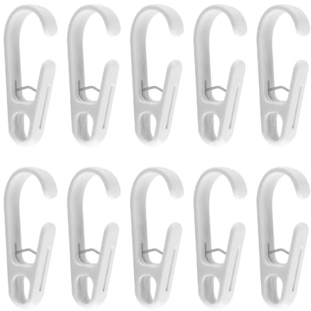 Durlo 10 Pinzas Para Ropa Con Ganchos, Pinzas De Plástico Resistentes Para Tendedero Y Toallas, Pinzas Multiusos Para Uso Doméstico O Comercial.