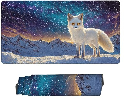 Large Game Tapis de Souris Le Renard Blanc avec Base en Caoutchouc Antidérapant Extended XXL Long Clavier Pad de Table Grand Tapis Souris, pour Personnel Bureau, Accessoires Gaming 80 x 40 cm k-11