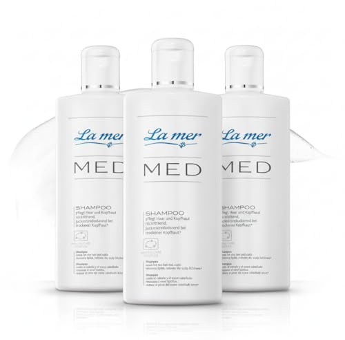 La mer MED Shampoo - Mildes und schonendes Shampoo für empfindliche Kopfhaut - Juckreizreduzierend bei trockener Kopfhaut - 3 Flaschen je 200 ml