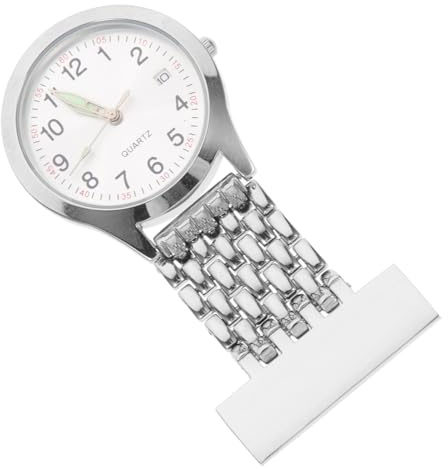 Supvox Digitale Hängeuhr aus Legierung mit Alarm und Clip | Silber, Knopfbatterie Enthalten, für Pflegekräfte und Klinikbedarf, Kompakte Taschenform