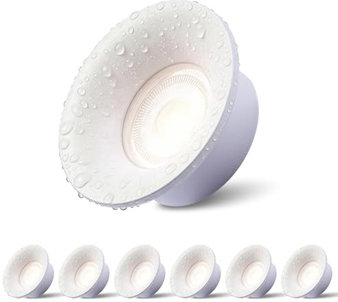mega lumen 6er LED Einbaustrahler 230V Dimmbar 5W 3CCT IP44 Deckenspots | LED Spots Einbauleuchten 550lm CRI90+ Warmweiß Neutralweiß Kaltweiß für Küche Wohnzimmer Flur ohne Trafo Ø75mm