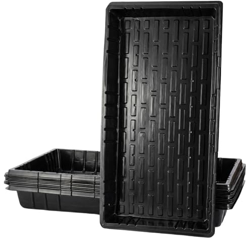 SUNNYNEST 10 Pack Seed Trays 56x28x6cm Heavy Duty Plastic Seedling Trays Without Drainage Holes for Microgreens Wheatgrass Seed Starting Germination Hydroponic Growing Trays Reusable