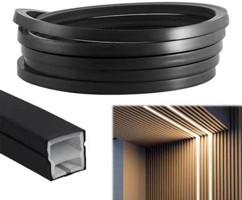 Led Profil Silikon Flexibel, Led Schiene Kürzbar 5m 12x12MM (schwarz) | Indirekte Beleuchtung, Wasserdicht Feuerfest, Für Akustikpaneele Beleuchtung Ausstellungsräume Küche Büros Hotels Usw