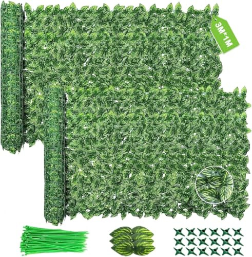300x100cm Efeu Sichtschutz Mit 200 Kabelbinder Balkon Sichtschutz, 2 Stück