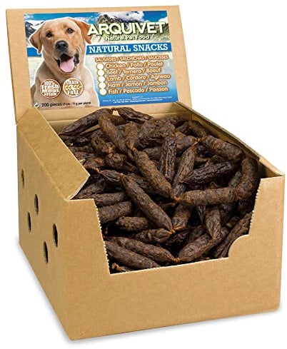 ARQUIVET Salsicce di prosciutto per cani (Scattola da 200 unità) - Snack per cani