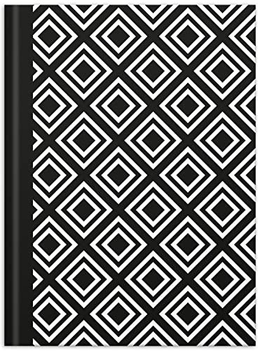 RNKVERLAG 46745 - Notizbuch „black & white Rhombus“ in DIN A5 dotted, mit 96 Blatt 70 g/m², 1 Stück