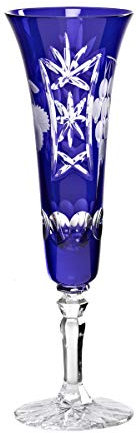 CRISTALICA Sektglas Sektkelch Champagnerglas Handgeschliffen Traube Kristall Glas 140 ml