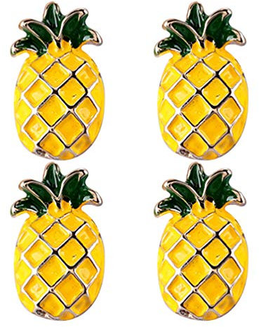 Amosfun Ananas-Brosche, 4 Stück, modische schöne Ananas-Brosche, kreative Anstecknadel, Accessoire, Schmuck, Legierung, Brosche für Frauen und Mädchen