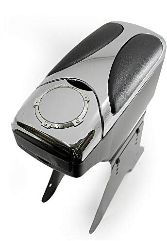 Armrest Arm Rest Centre Console Car Auto Van Bus Universal Storage Box Organizer Cup Holder Chrome Leather