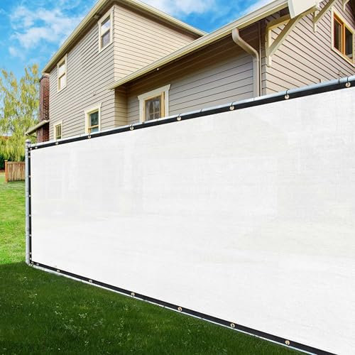 ShadeMart Clôture blanche 1,2 x 3,5 m - Tissu PEHD - Bloque 90 % de visibilité - Avec œillets - Qualité commerciale - Attaches de câble incluses
