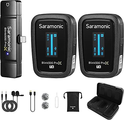 Saramonic Blink500 Pro Wireless Lavalier Mikrofon Dual Channel für iOS iPhone Video Aufnahme Audio Facebook YouTube Podcast Vlog Interview (B4)