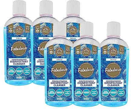 Fabulosa 4 in 1 Multi-Purpose Concentrated Anti-Bacterial Disinfectant, 220ml, 6 Pack, Intense, Blue