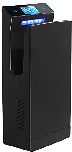 QL Asciugamani Elettrico con Display LCD,Luce UVC e Filtro HEPA,1350W Alta velocità,Ionico,per Bagni Commerciali,Nero Opaco
