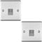 2 PACK | BT Master Single Telephone Socket -SATIN STEEL & Grey- PSTN Line Wall Face Plate – Flush or Surface Mounted Phone Plug – 1 Gang Decorative Metal Plate
