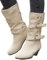 ORANDESIGNE Stivali Donna Alti Senza Tacco Scarponi in Cuoio Stivaletti da Neve Stivali Biker con Tacco Quadrato Stivali A Tubo Centrale in Tinta Unita con Cerniera B Beige 39 EU