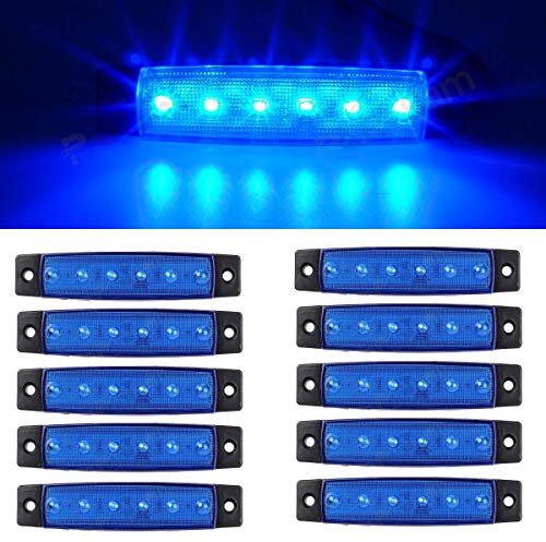 GSRECY 10 Stück 3,8 6 LED Side Led Marker Trailer Marker Lights Für LKW, EMARK CE Diy Licht, Rear Side Marker Light, Truck Cab Marker Lights, RV Marker Light (12V, Blau)