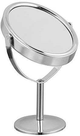 FOMIYES Doppelseitiger Schminkspiegel, drehbarer Kosmetikspiegel, Vergrößerungsspiegel für die Schreibtischkommode (Silber)