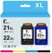 Penguin 21 XL 22 XL Druckerpatronen für HP 21XL 22XL für Deskjet 3910 3930 F4190 PSC 1400 1415 OfficeJet 4310 4350 5610 FAX 1250(1 Schwarz 1 Farbe) Wiederaufbereitete Patronen