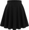 Bbonlinedress Rock Damen Kurze Basic Solid vielseitige Dehnbaren informell hohe Taille gefaltete Skater Tennis Schule Mini Skirt Schwarz Black L
