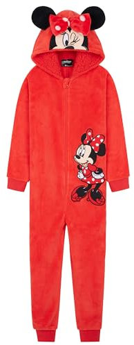 Disney Pigiama Intero Pile Bambina - Pigiama Stitch Angel Minnie Malefica 2-15 Anni - Gadget Stitch Idea Regalo Bambine (Rosso Minnie, 9-10 Anni)