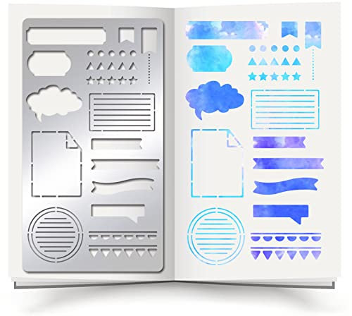 INFUNLY Metall Journal Schablonen Lesezeichen Metall Vorlagen Planer Schablonen Wiederverwendbare Metall Vorlagen für Journaling Tagebuch Holzschnitzen Zeichnungen Holzbrennen Gravur Scrapbooking