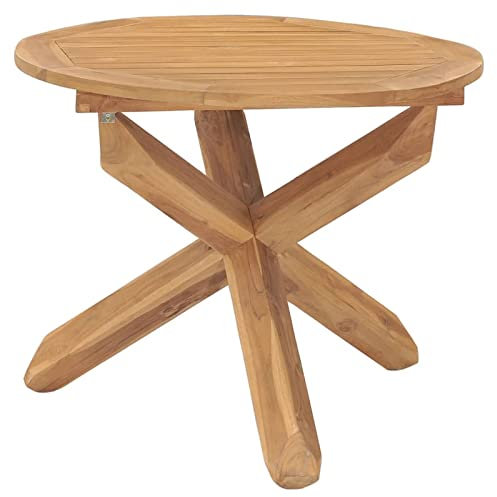 JUNZAI Mesa de Comedor de jardín, Mesa Jardin Exterior, Mesa Terraza, Mesa Exterior, Mesas Terraza Y Jardín, Mesa Auxiliar Jardin, Madera Maciza de Teca ?90x75 cm