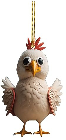 MagiDeal Bezaubernder Anhänger, Huhn-Figur, Weihnachtsbaum-Hängefigur, Huhn, Acryl-Schlüsselanhänger für Weihnachten, Party, Geburtstag, Wandtür, Weiß