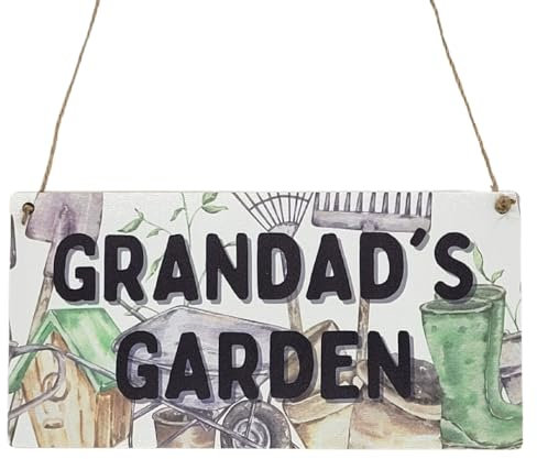 Second Ave Grandad's Garden Wooden Hanging Rectangle Home Sign Plaque Father's Day
