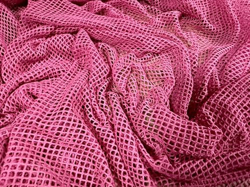 Tela elástica de malla, por metro, lisa, color rosa brillante