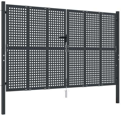 vidaXL Anthracite Garden Gate - Steel Material, Lockable Design, Mesh Structure for Security, Flexible Entry Point for Terrace or Patio, Easy to Assemble