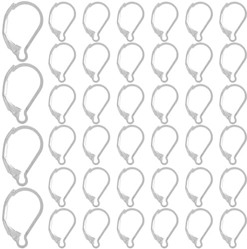 SOFPLATE 1 Box 240Pcs Stainless Steel Earring Hooks Silver Earring Findings Bulk French Lever Back Ear Wire Small Huggie Leverback Earring Hooks for jewellery Making Supplies DIY Crafts Beginner Women