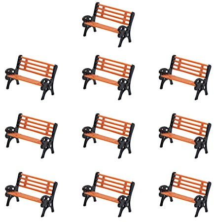 Dropfree Modellino di treno HO N O in scala 1:75, 10 pezzi, modello di panca per divano stradale e parco, layout in plastica, per giardino/ferrovia