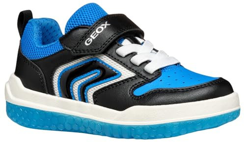 Geox J BUZZERLIGHT BOY B Sneaker, Black/Lt Blue, 10 UK Child