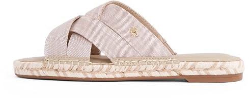 Tommy Hilfiger Damen Pantoletten Chambray Mule Sandalen, Beige (Horseradish), 40