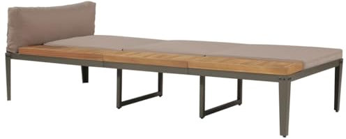 HEFZGDB Sonnenliege mit Polstern Akazie Massivholz Braun Feldbett Gartenliege Strandkorb Geeignet für Pool, Terrasse, Garten.