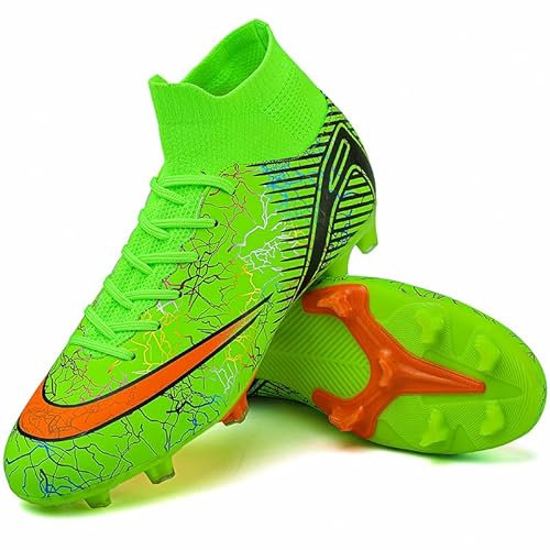 situkeke Herren Fußballschuhe High Top Spikes Fussballschuhe Jugendliche Cleats Professionelle Athletics Trainingsschuhe Outdoor Sport Grün 43 EU