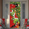 Green Christmas Door Cover Decorations, 71×35In Green Doll Door Banner Photography Porch Sign with Stealing Gifts for Xmas Outdoor Home Decor (Green Red-Tree)