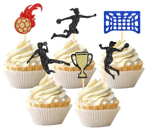 24 Stück Glitzer Handball Cupcake Topper, Tortendeko Handball für Handball Geburtstag Deko, Handball Fan Party, Kinder Party Dekoration, Handball Geschenke Mädchen (Weiblich)