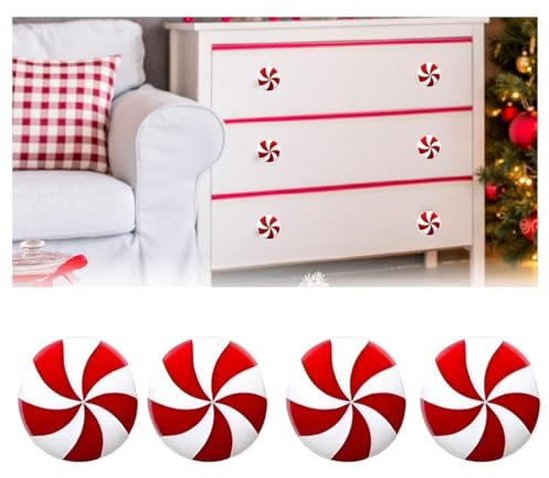 4 PCS Peppermint Knob Covers for Cabinets, Sturdy Silicone Christmas Cabinet Knob Covers, Holiday Knob Covers for Cupboard Drawer Wardrobe Christmas Decor