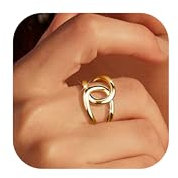 Dochais Gold Ringe für Damen - 14K Vergoldet, Wasserdicht, Stapelbar, Daumenringe, Größe 49-59