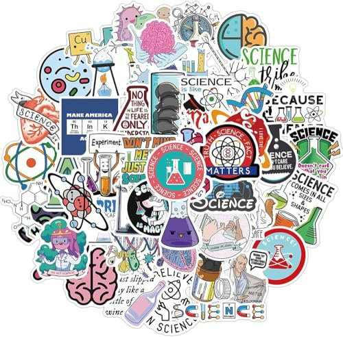 XIANMY Science Sticker Pack Waterproof Graffiti Stickers for Laptop Water Bottles Skateboard Luggage Guitar Stickers Decoration 50Pcs